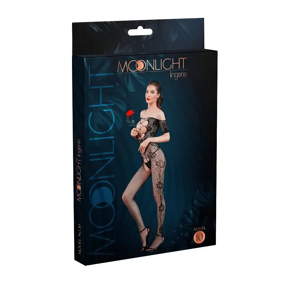 Бодістокінг з доступом Moonlight Model 10 XS-L Black, імітація шнурівки, квітковий декор, відкриті п Львів - фото 3