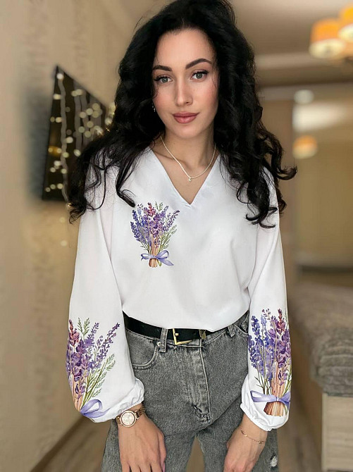 Жіноча святкова блуза з квітами турецький софт Білий 2, 46/48 Одеса - фото 1