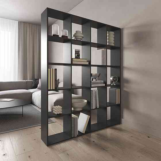 Стеллаж VAYS M-3 Антрацит, книжная полка на 20 ячеек, ЛДСП, 143×29×178 см - для дома, офиса, детской или гостиной Львов