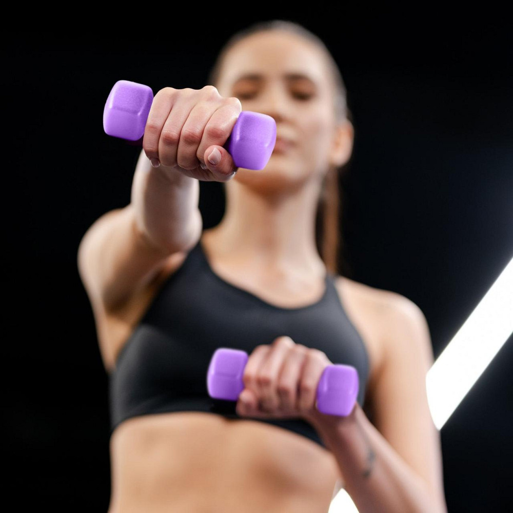 Гантели для фитнеса неопреновые Gymtek Hex 2х2кг сиреневый Киев - изображение 4