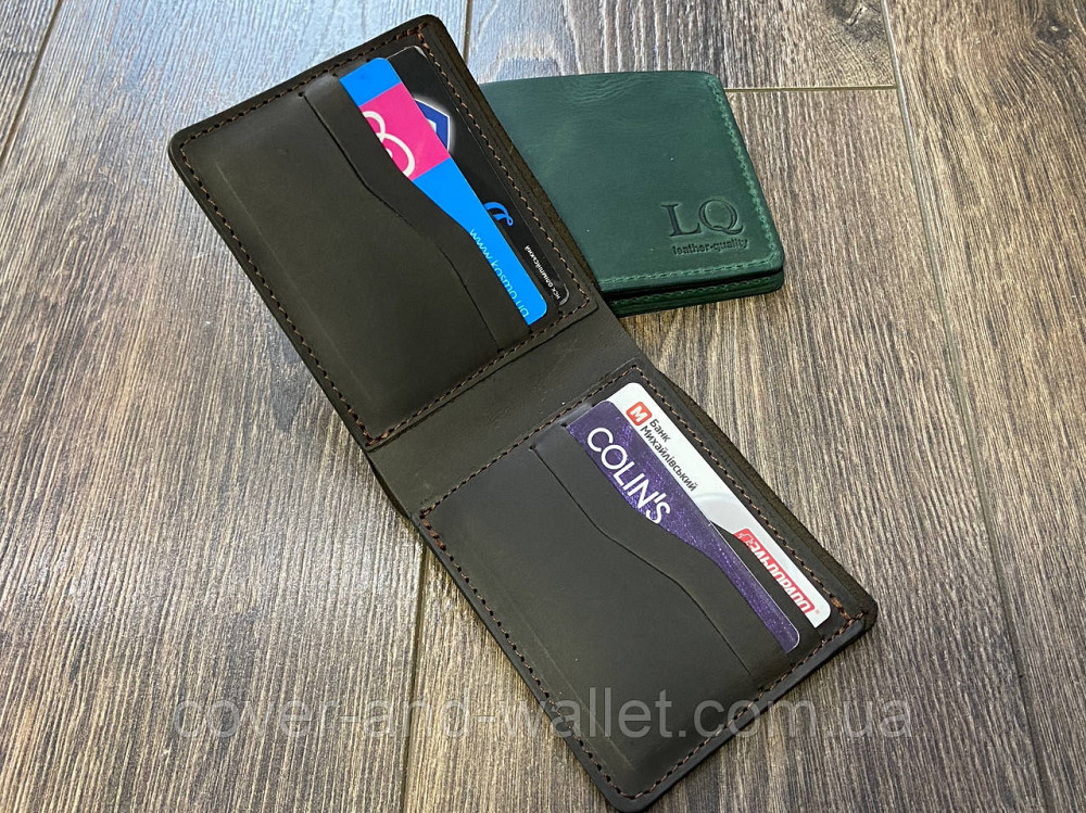 Тонкий коричневий гаманець без монетниці Grande Pelle Onda Київ - фото 4