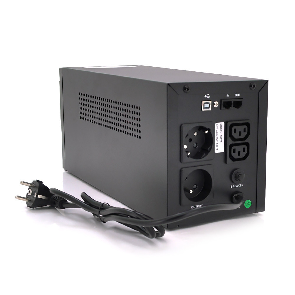 ДБЖ Qoltec QLT2000 (1200W) LED, AVR, 3st, 2xSCHUKO socket, 2x12V9Ah, metal Case Q1 Київ - фото 2