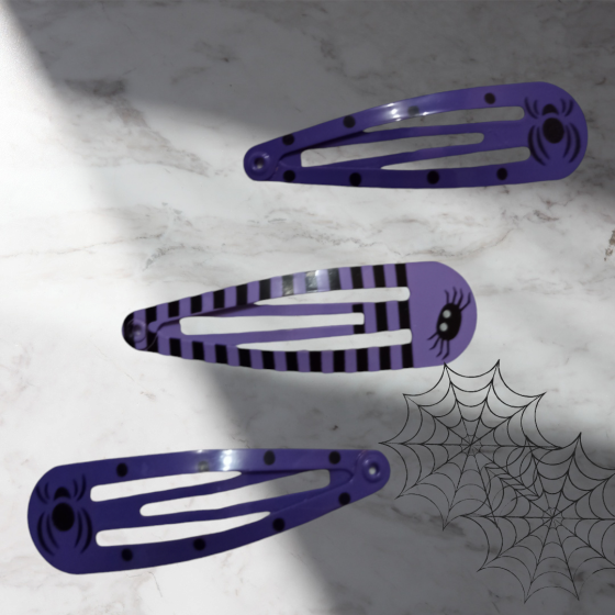 Набір 3 шпильки з притом Павук фіолетовий для волос на Хелловін Київ