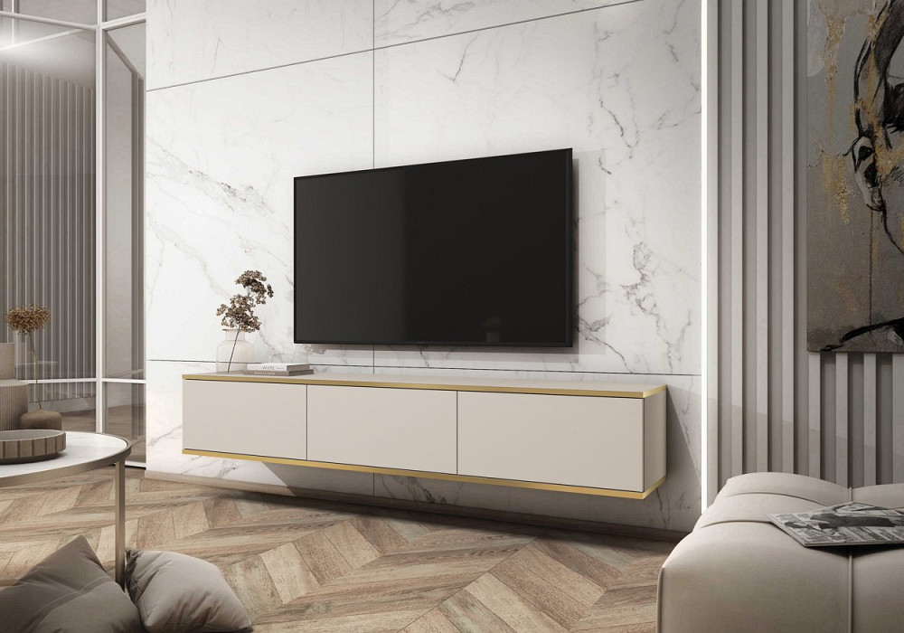 Тумба під телевізор навісна Perfect Home Оро / Oro 3-дверна RTV175 Бежевий (PFH-091361) Дніпро - фото 1