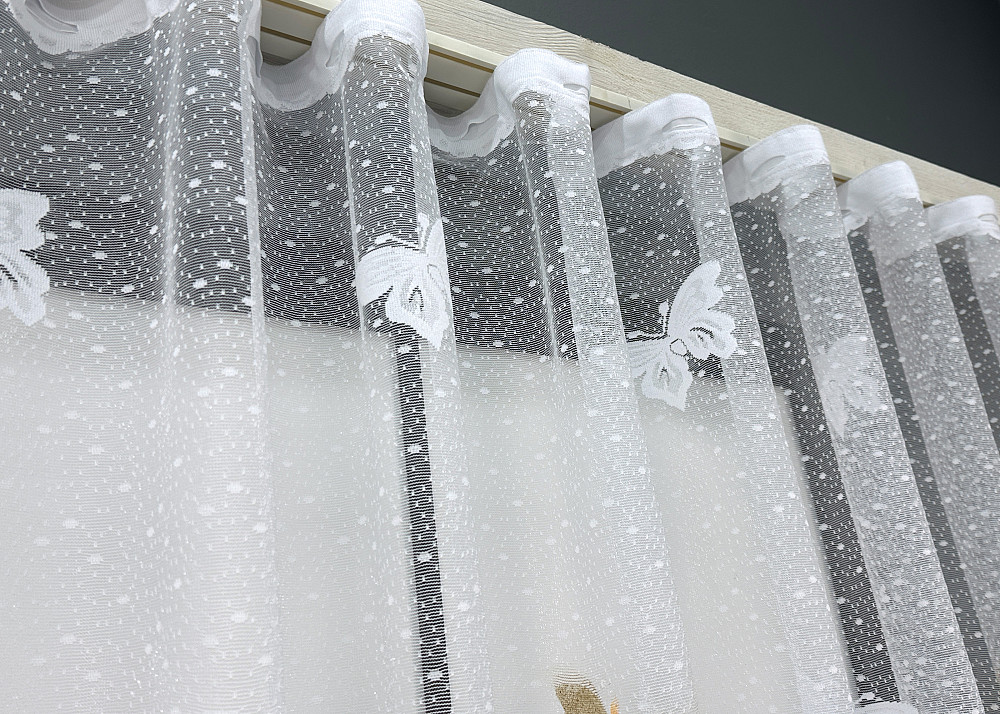 Короткая тюль, высота 1,5 м., жаккард цвет белый 1884т Киев - изображение 7