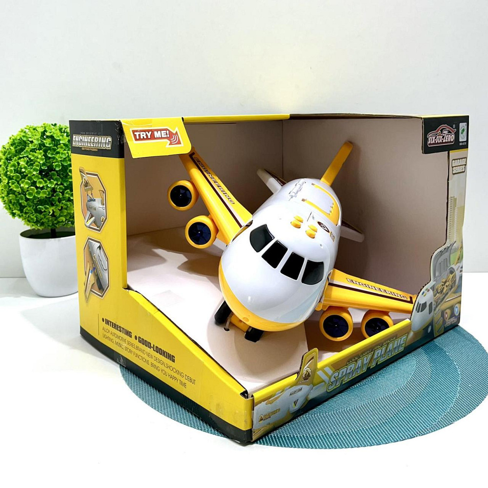 Літак вантажний звук підсвічування парогенератор інерція гумові колеса масштаб 1:64 Жовтий (660 A-311) Чернігів - фото 3