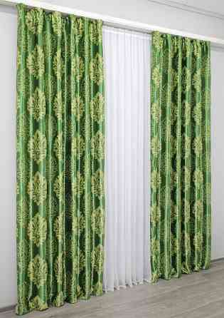 Комплект готових штор VR-Textil Блекаут-софт Корона № 1279ш(А) Зелений з оливковим 150х275 см 2шт (33-0116) Київ