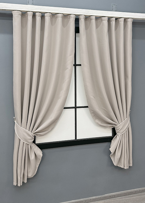 Комплект коротких штор VR-Textil Рогожка TERRA LUXE № 1859ш Попелястий 130х170 см 2 шт (35-0453) Київ - фото 2