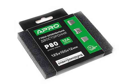 Губка шліфувальна двостороння Р80 125х100х12мм APRO Рівне