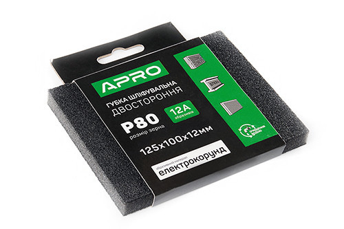 Губка шліфувальна двостороння Р80 125х100х12мм APRO Рівне - фото 1
