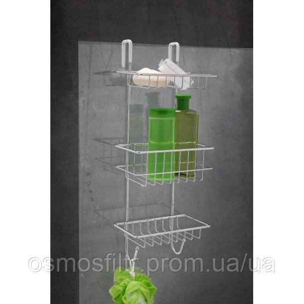 Полка Axentia 3-ярусная с 2-мя крючками на душевую кабину 22х17х57 см (128421) Киев - изображение 3