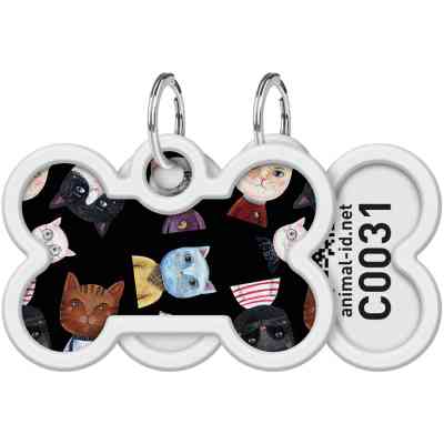 Адресник для тварин WAUDOG Smart ID з QR паспортом "Коти", кістка 40х28 мм (0640-0216) Вінниця