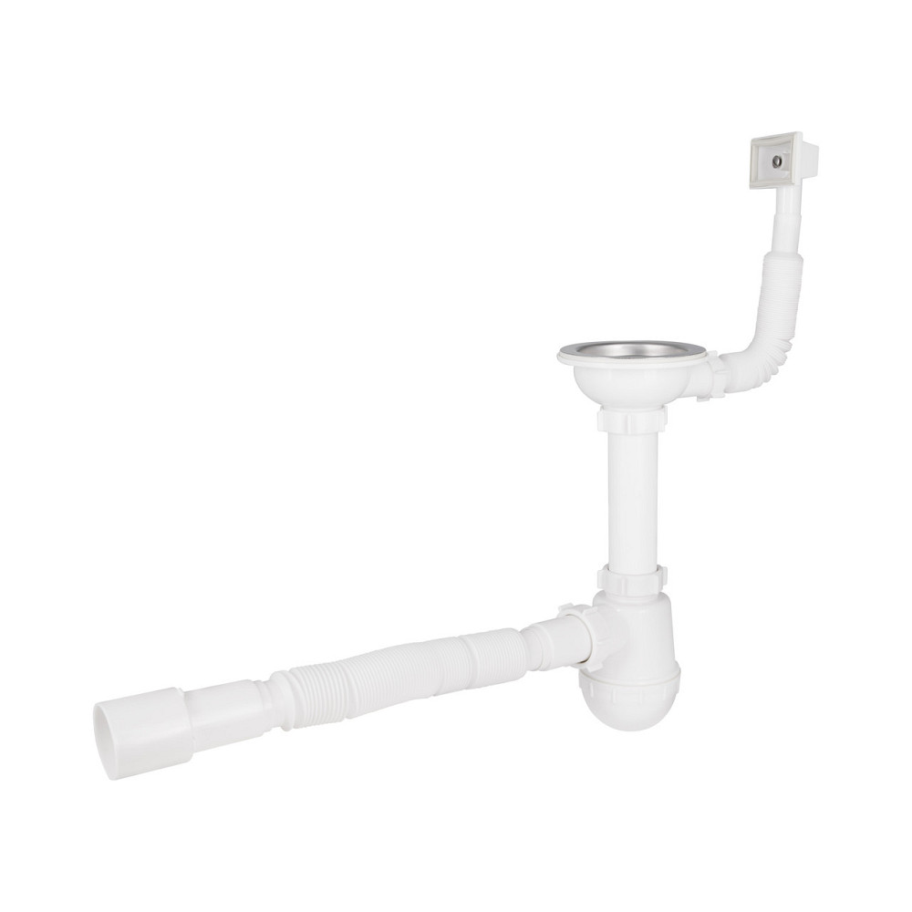 Сифон для кухонної мийки Lidz (WHI) 60 05 M001 01 EURO (вихід 50 мм) Київ - фото 1