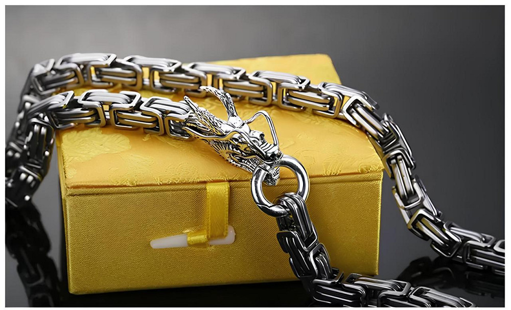 Стальная мужская цепочка Дракон RESTEQ 1 м — брутальный аксессуар с застёжкой в виде драконьей головы Киев - изображение 7