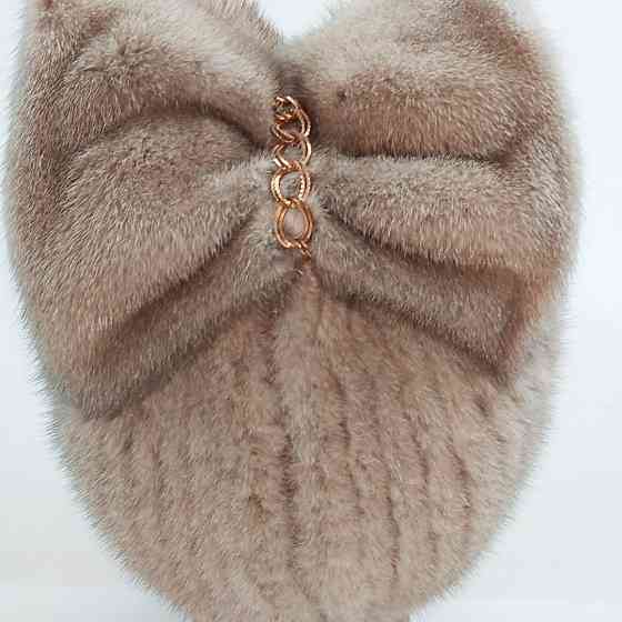 Шапка хутряна жіноча Бант з натурального хутра норки Бежевий Харків