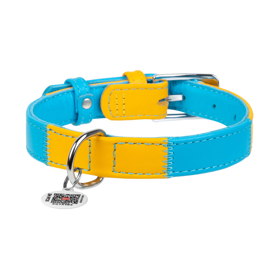 Нашийник для собак шкіряний WAUDOG Glamour з QR паспортом, "Colors of freedom", XL, Ш 35 мм, Д 46-60 см Вінниця - фото 3