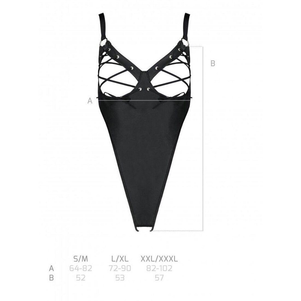 Боді з екошкіри Passion CELINE BODY XXL/XXXL, black, з доступом, відкритий Sex Aura Київ - фото 7