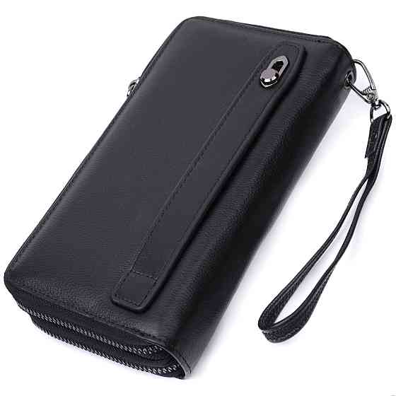 Стильный мужской клатч на два отделения из натуральной кожи Черный (ST Leather) Киев