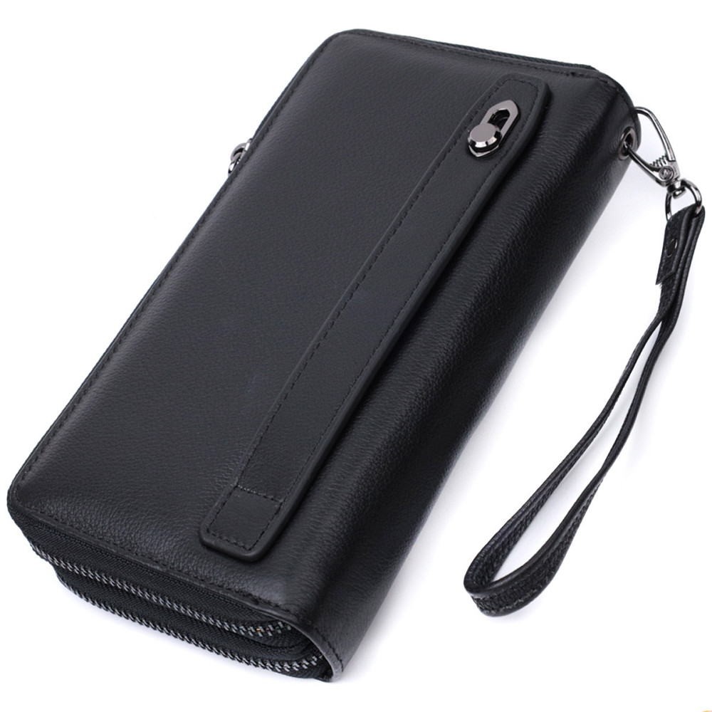 Стильный мужской клатч на два отделения из натуральной кожи Черный (ST Leather) Киев - изображение 6