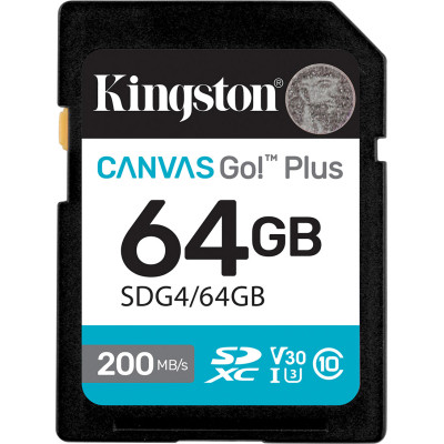 Карта пам&apos;яті Kingston 64GB SDXC сlass 10 UHS-I U3 V30 Canvas Go Plus G4 (SDG4/64GB) Вінниця - фото 1