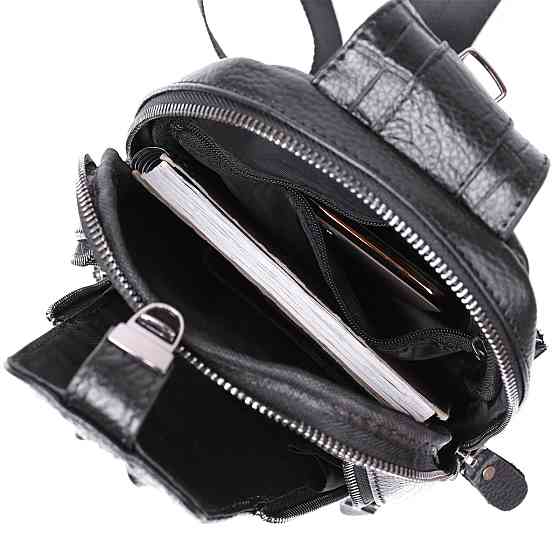 Молодежная кожаная мужская сумка через плечо Vintage 20671 Черный Киев