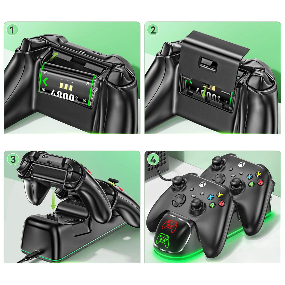 Зарядка и два аккумулятора для геймпада Xbox 4800mWh OIVO IV-BX313X Киев - изображение 3