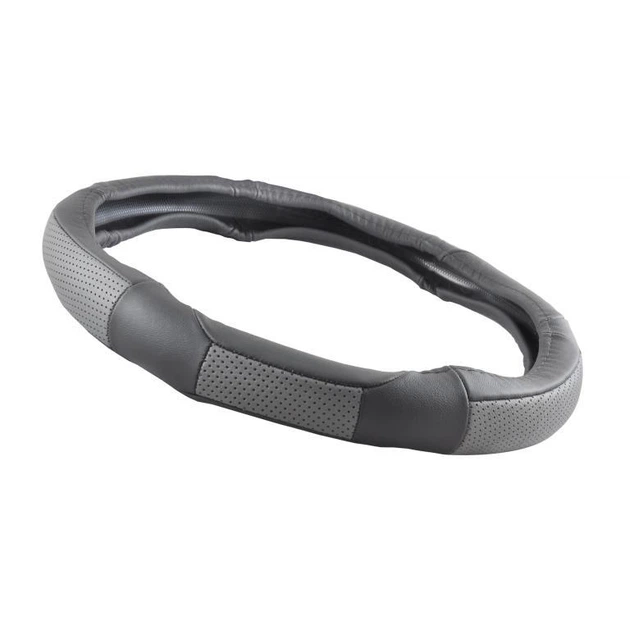 Чехол на руль Winso кожаный черный с перфорацией и серыми вставками, размер L (39-41 см) Чортков - изображение 3