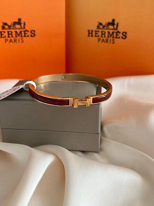 Браслет Hermes бордо, покрытие лимонное золото 18К, размер 16-17 Одесса - изображение 12