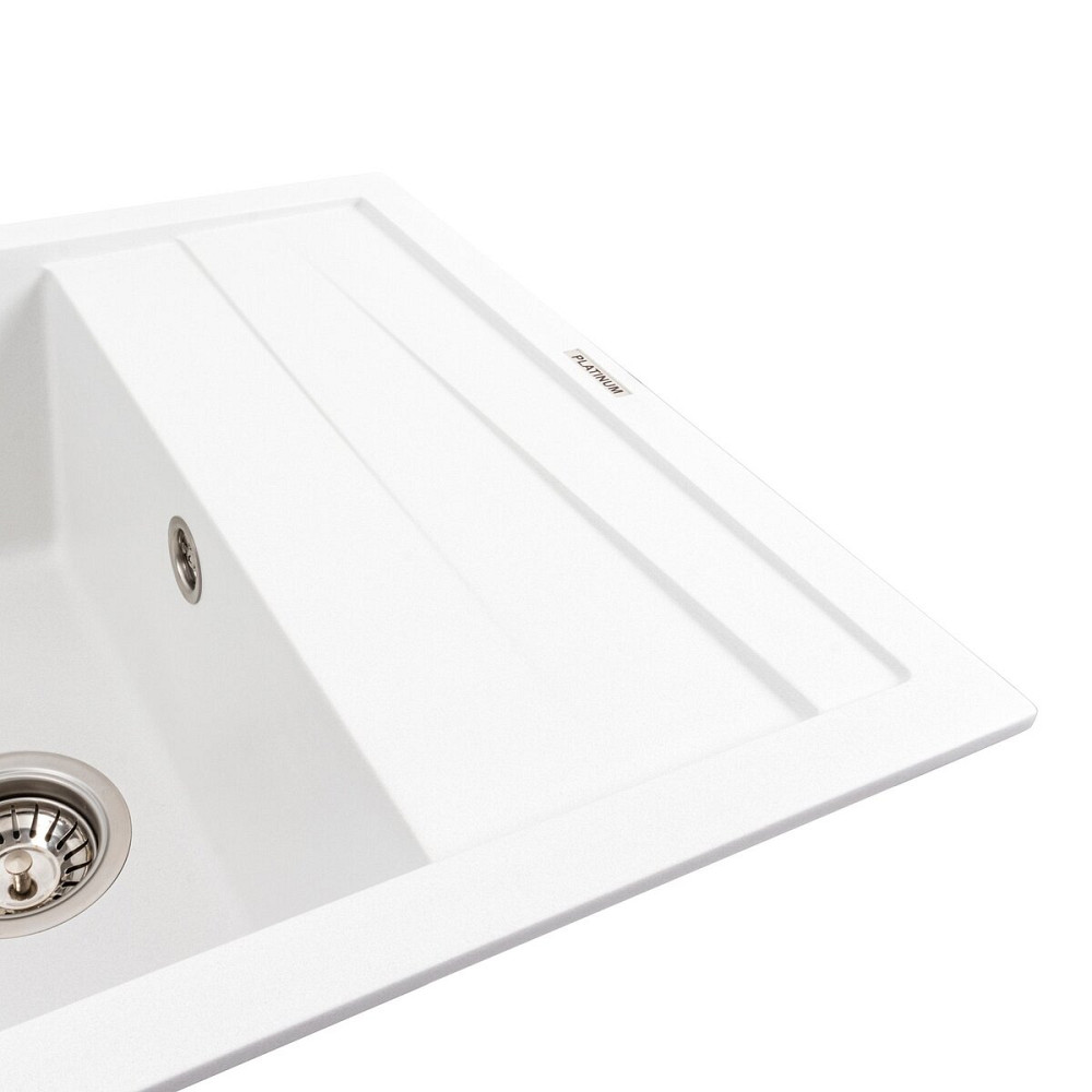 PLATINUM Кухонна мийка гранітна матова 7050 CASCADA Platinum білосніжний Київ - фото 4