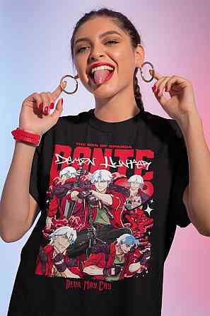 Футболка для хлопчика з аніме принтом Данте Схоотінг Дмк Преміум оверсайз (зріст від 165 до 180) Чорний AnimeJ0216m Дніпро