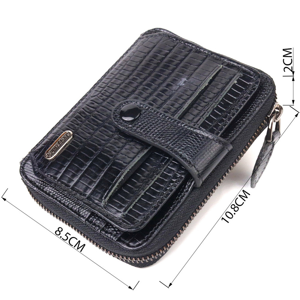 Практичне портмоне з натуральної фактурної шкіри CANPELLINI 21494 Чорне Київ - фото 9