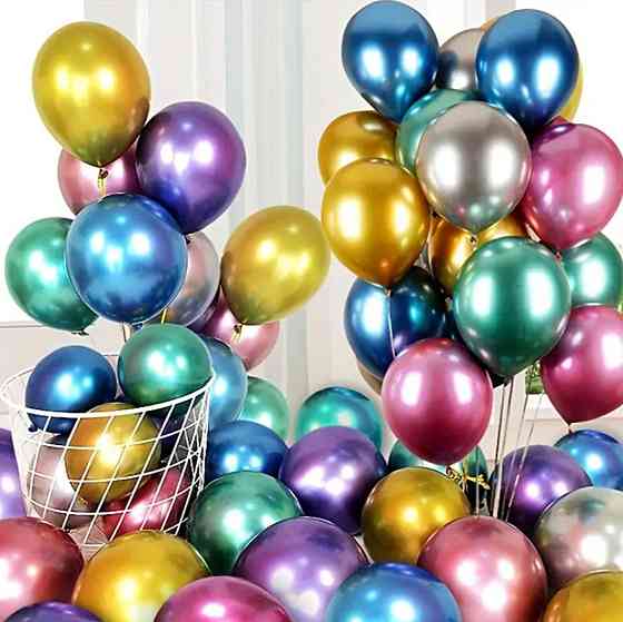 Воздушные шарики хром из латекса 50 штук 10 дюймов  разноцветный Киев