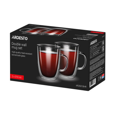 Набор чашек Ardesto BHR 310 мл 2 шт прозорий (AR2631BHR) Винница - изображение 2
