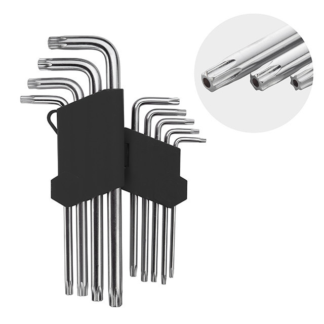 Набір ключів Г-подібних TORX подовжених, з отвором, 9 шт., Т10-Т50, Cr-V INTERTOOL HT-0606 Київ - фото 4