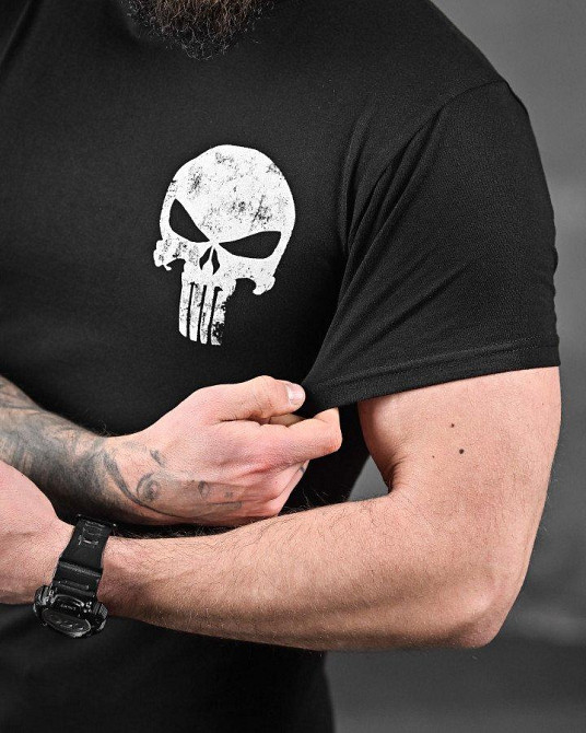 Бавовняна мілітарі футболка пустуха чорний ДЛ6351 Одеса - фото 7