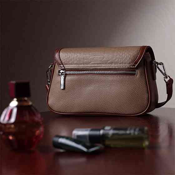 Стильна сумка жіноча з фактурним клапаном з натуральної шкіри Vintage 22620 Бежева Київ