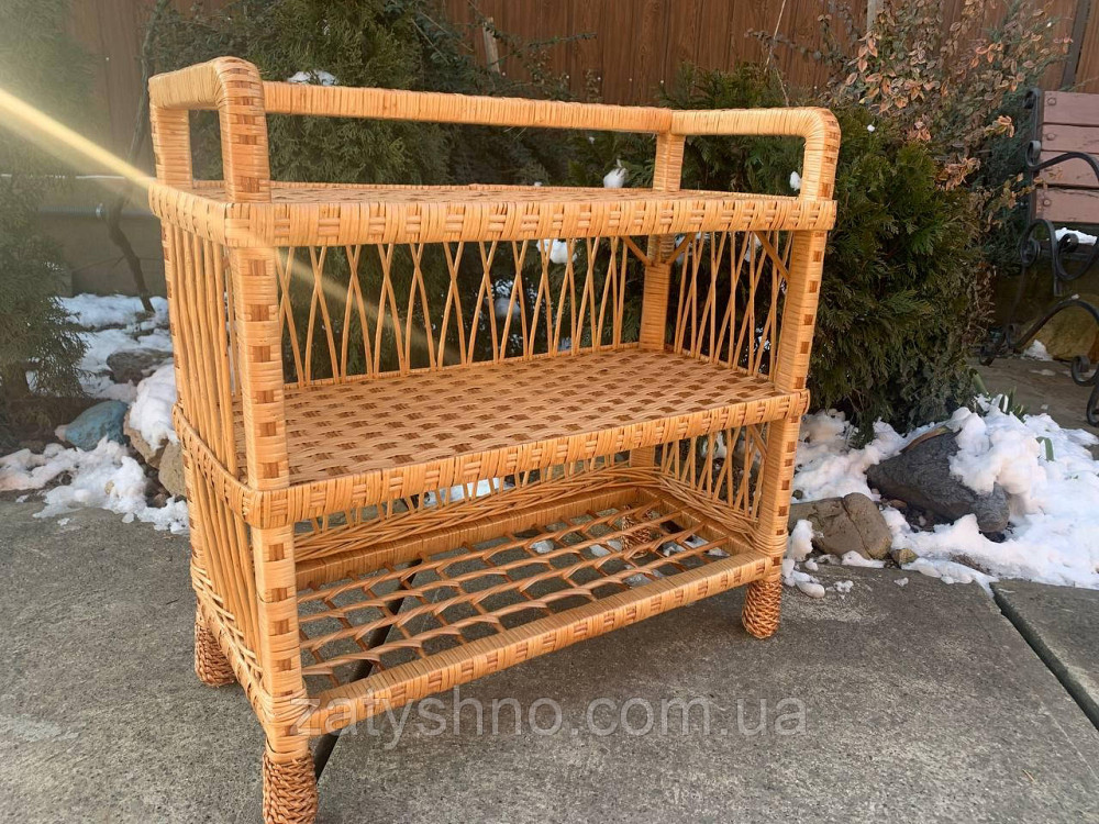 Полка для обуви из лозы на 3 яруса натурального цвета Киев - изображение 2