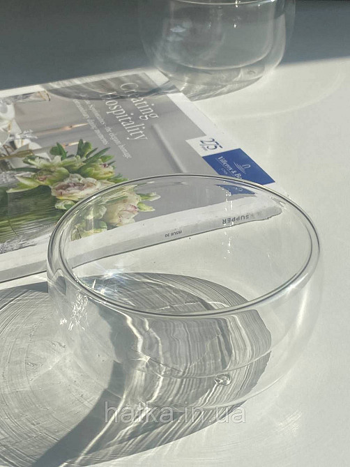 Тарілка піала-боул Olens "Звілінг" 330 мл подвійне скло для дому та ресторану Київ - фото 3