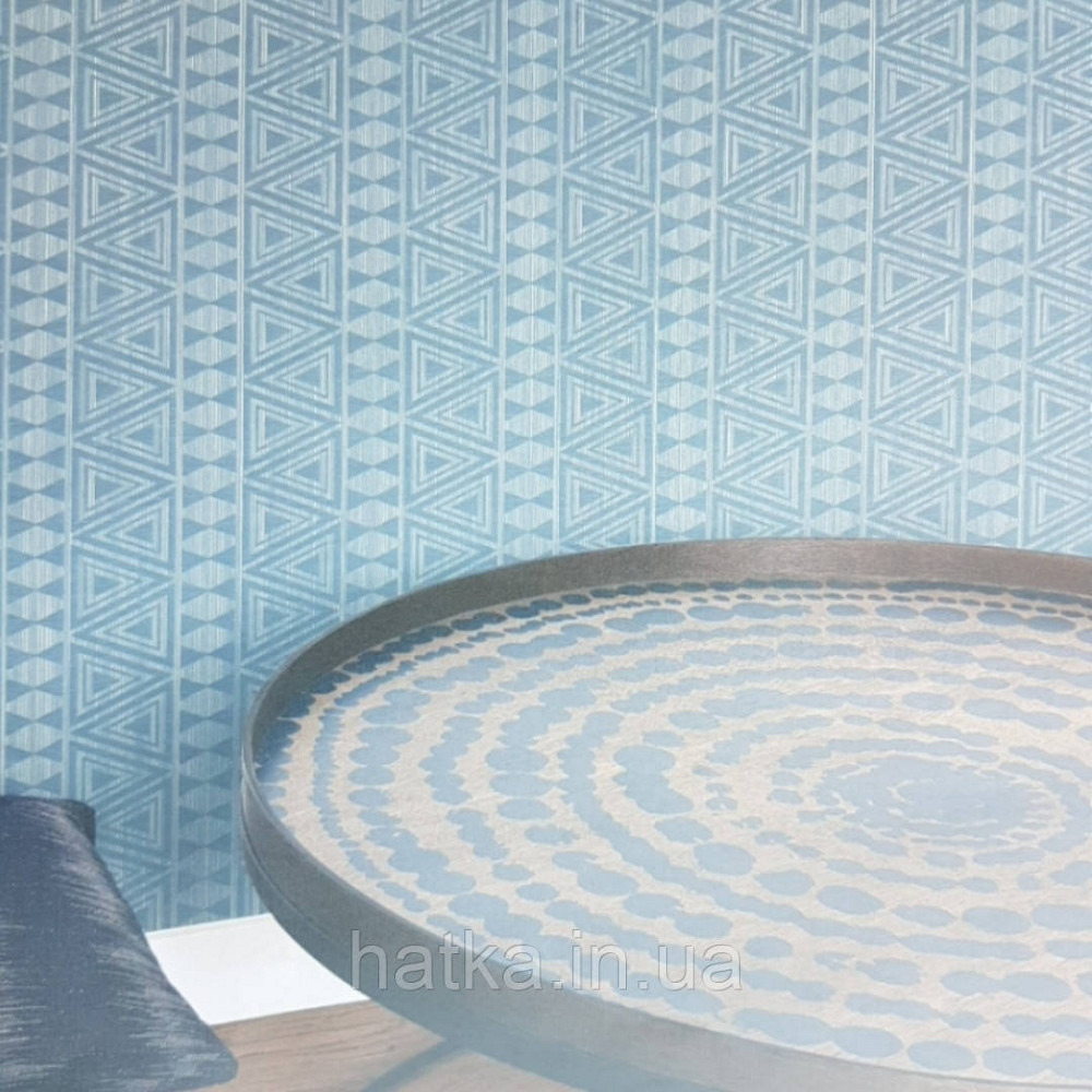 Шпалери вінілові на флізелін Grandeco Gravity геометричні фігури структурні сині бірюзові Київ - фото 1