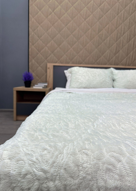 Покривало двостороннє з хутром 210x230 (+-10 см) і 2 наволочки колір молочний (85-152) Київ - фото 7
