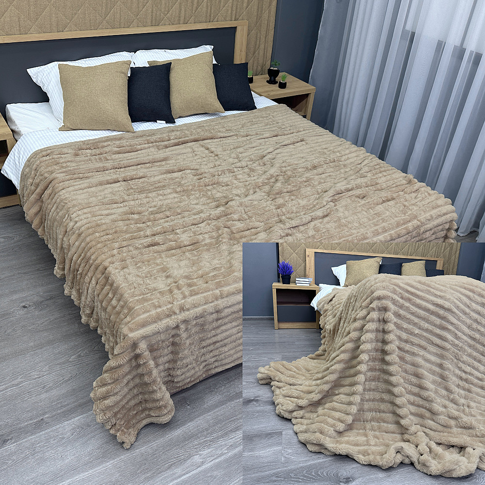 Плед-покривало смужка VIP Шарпей 200х230 см (+-10см) Бежевий (87-148) Київ - фото 1