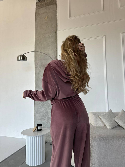 Женский повседневный костюм двойка: кофта и штаны велюр Какао, 46/48 Одесса - изображение 7