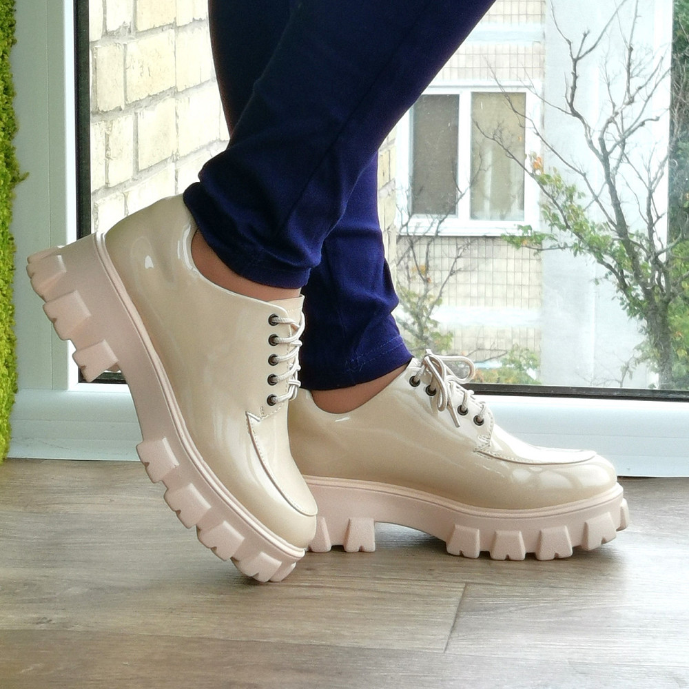 Жіночі Бежеві Туфлі Кросівки на Танкетці Сліпони Лакові Мокасини (розміри: 36,37,38,39,40,41) — 6-20 Дніпро - фото 8