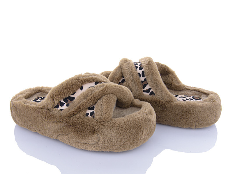 Тапочки женские открытые домашние с меховые накрест с принтом леопарда 38 Одесса - изображение 1