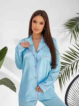 Жіноча бозова домашня піжама шовк армані Блакитний, 46/48 Одеса