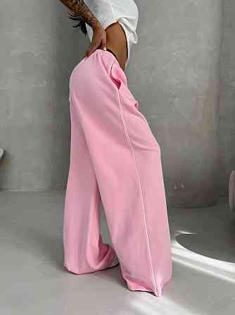 Жіночі стильні штани оверсайз-джогери двонитка Рожевий Одеса