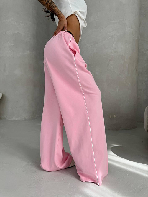 Жіночі стильні штани оверсайз-джогери двонитка Рожевий Одеса - фото 1