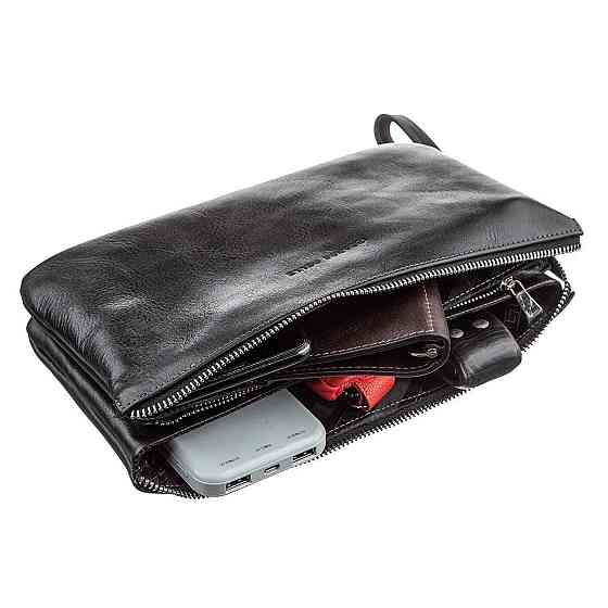 Барсетка мужская GRANDE PELLE 11146 в гладкой коже Черная Киев