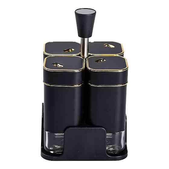 Набор для специй на подставке 4 предмета 10х10х17 см емкости для приправ 120 мл Черний HP-1306 Киев
