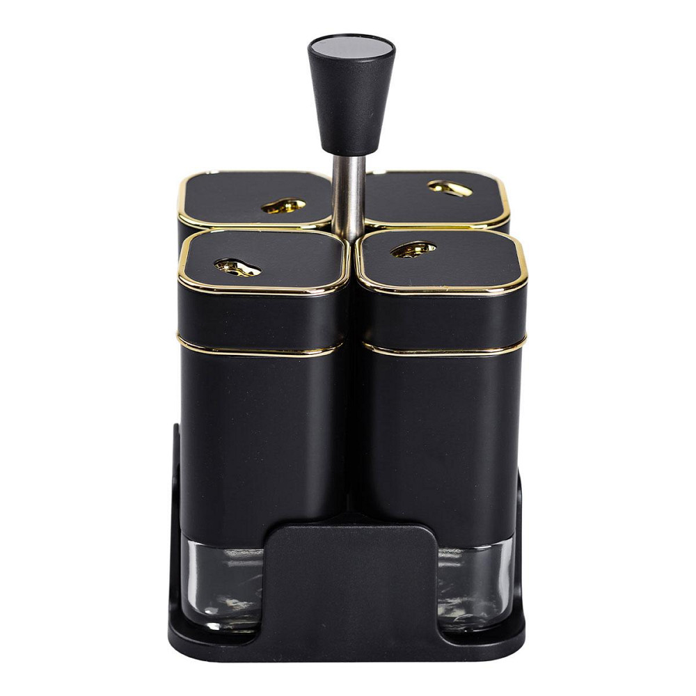 Набор для специй на подставке 4 предмета 10х10х17 см емкости для приправ 120 мл Черний HP-1306 Киев - изображение 5